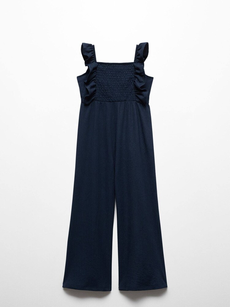 Mango Blue Frilled Long Jumpsuit - Image 1 of 3