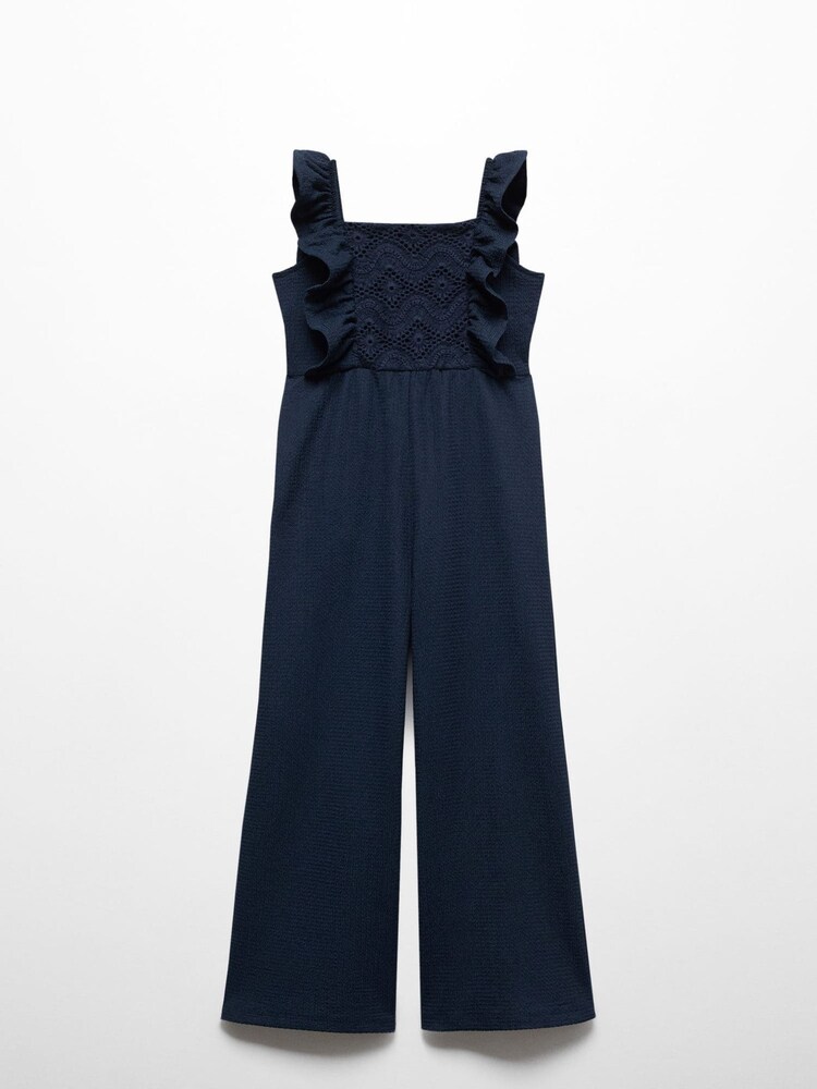 Mango Blue Frilled Long Jumpsuit - Image 2 of 3