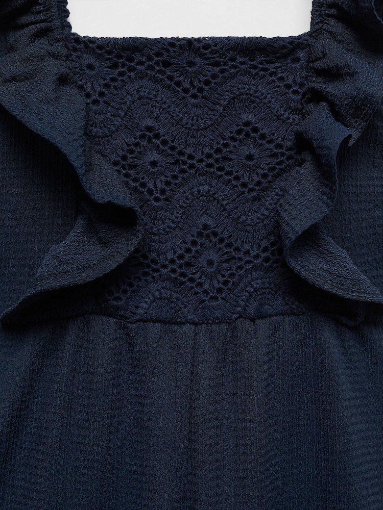 Mango Blue Frilled Long Jumpsuit - Image 3 of 3