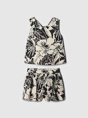 Gap Black/White Linen Cotton Vest Top and Shorts Set (12mths-5yrs) - Image 1 of 2