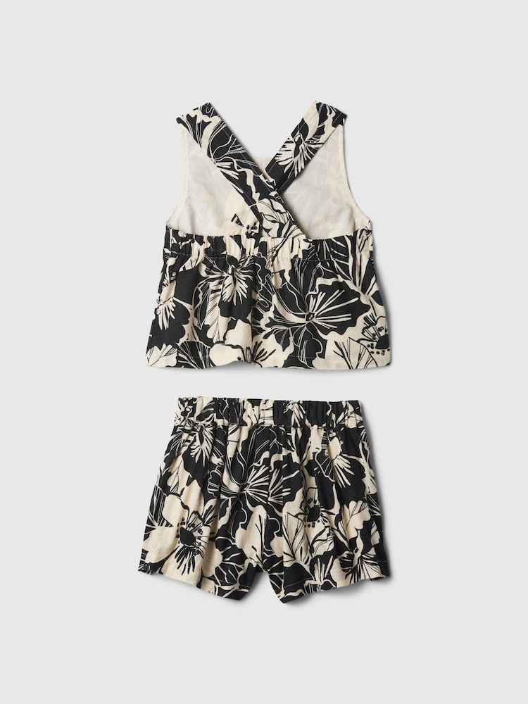 Gap Black/White Linen Cotton Vest Top and Shorts Set (12mths-5yrs) - Image 2 of 2