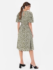 Cross Over Elasticated Detail Waist Textured Midi Dress - Image 2 of 4