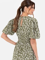 Cross Over Elasticated Detail Waist Textured Midi Dress - Image 4 of 4