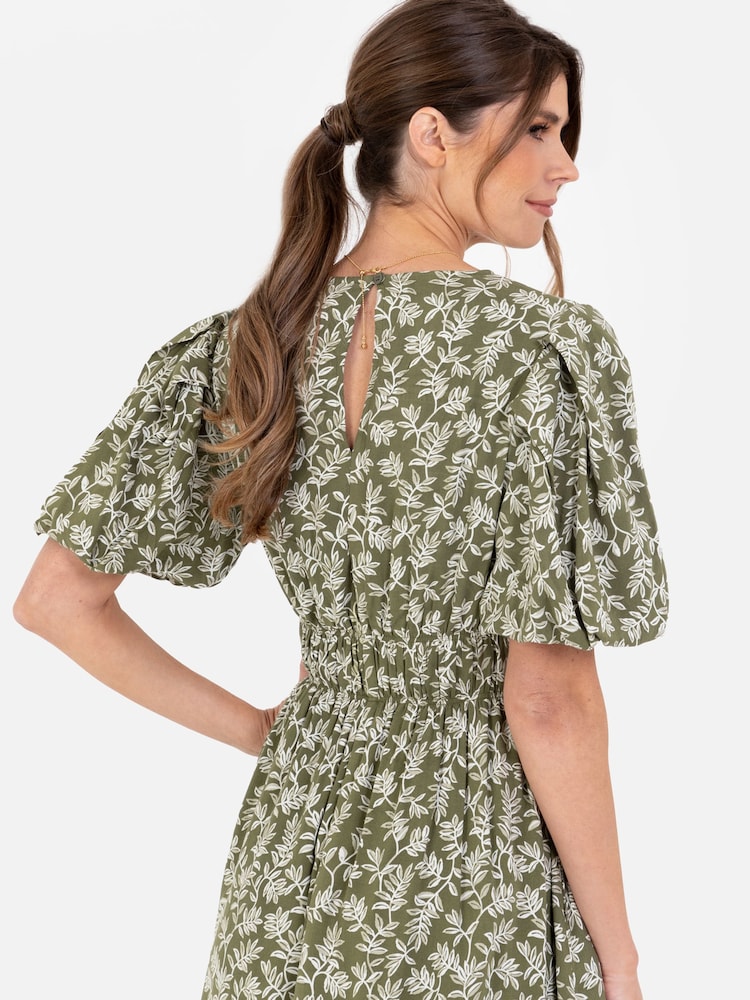 Cross Over Elasticated Detail Waist Textured Midi Dress - Image 4 of 4