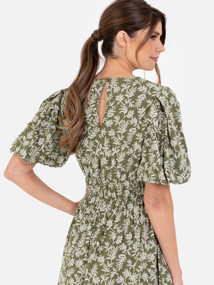 Cross Over Elasticated Detail Waist Textured Midi Dress - Image 4 of 4 Cross Over Elasticated Detail Waist Textured Midi Dress - Image 4 of 4