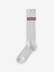 Black/Grey Sporty Stripe Knee High Socks 2 Pack - Image 2 of 4