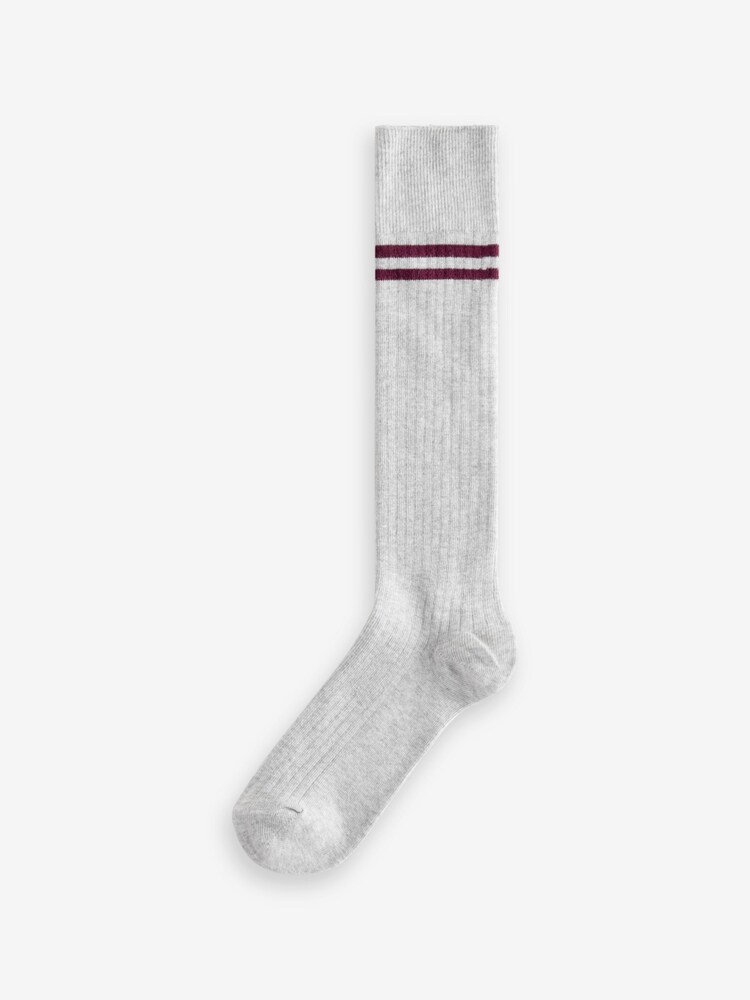 Black/Grey Sporty Stripe Knee High Socks 2 Pack - Image 2 of 4