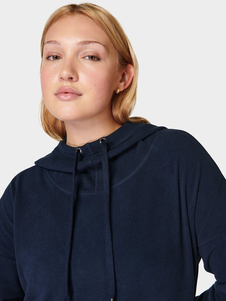 Sweaty Betty Navy Blue Escape Luxe Fleece Hoodie - Image 5 of 9