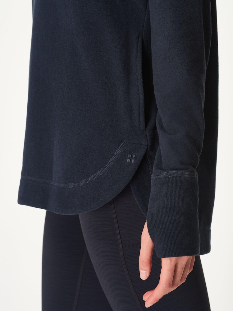 Sweaty Betty Navy Blue Escape Luxe Fleece Hoodie - Image 6 of 9