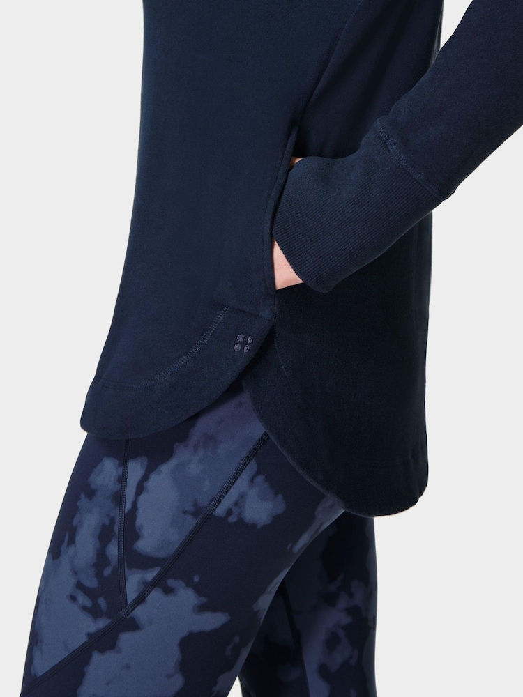 Sweaty Betty Navy Blue Escape Luxe Fleece Hoodie - Image 8 of 9