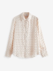 Ecru Long Sleeve Tufty Textured Jacquard Shirt - Image 12 of 13