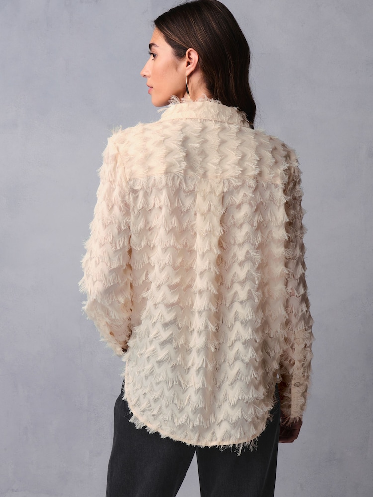 Ecru Long Sleeve Tufty Textured Jacquard Shirt - Image 2 of 7