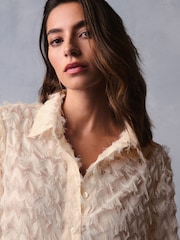 Ecru Long Sleeve Tufty Textured Jacquard Shirt - Image 8 of 13