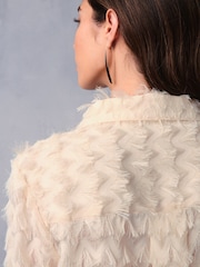 Ecru Long Sleeve Tufty Textured Jacquard Shirt - Image 9 of 13