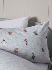 Grey Santa Christmas Duvet Cover and Pillowcase Set - Image 7 of 12