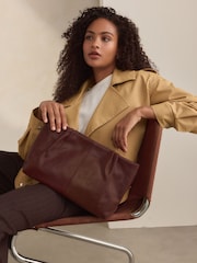 Berry Red Leather Oversized Clutch Bag - Image 2 of 10