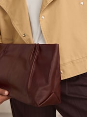 Berry Red Leather Oversized Clutch Bag - Image 4 of 10