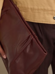 Berry Red Leather Oversized Clutch Bag - Image 5 of 10
