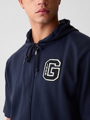 Gap Blue Logo Zip Up Short Sleeve Hoodie - Image 4 of 5