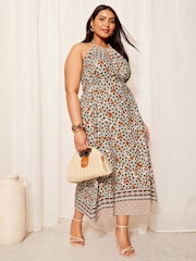 Curves Like These Halterneck Keyhole Midi Rochie - Imaginea 1 din 4