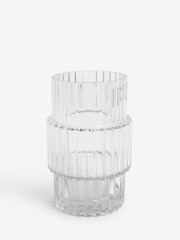 Clear Small Ribbed Glass Vase - Image 3 of 5