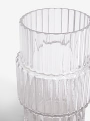 Clear Small Ribbed Glass Vase - Image 4 of 5