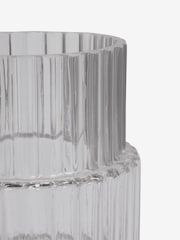 Clear Small Ribbed Glass Vase - Image 5 of 5