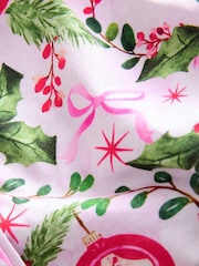 Pink/Green Christmas Jersey Button Through 100% Cotton Pyjamas 1 Pack (3-16yrs) - Image 8 of 8