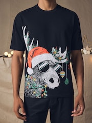 črna Moose - Božična majica s kratkimi rokavi iz 100% bombaža - Slika 4 iz 7
