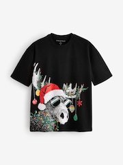 črna Moose - Božična majica s kratkimi rokavi iz 100% bombaža - Slika 5 iz 7