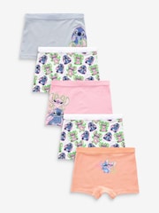 Pink/Blue Lilo And Stitch Shorts Briefs 5 Pack (2-16yrs) - Image 1 of 9