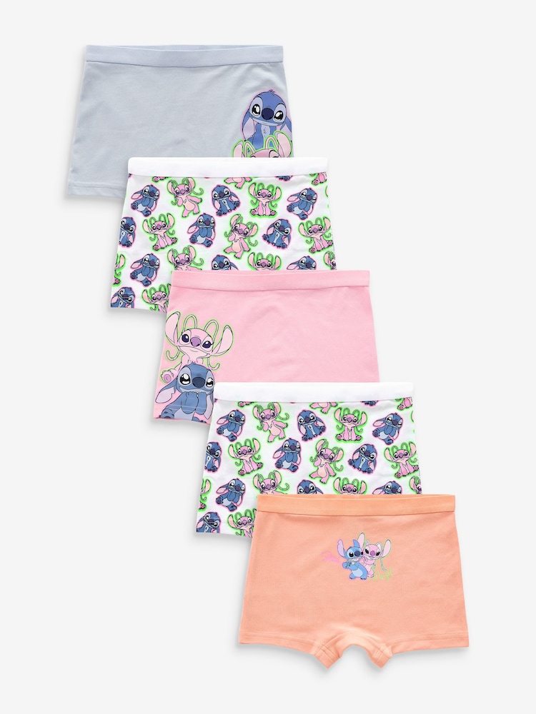 Pink/Blue Lilo And Stitch Shorts Briefs 5 Pack (2-16yrs) - Image 1 of 9