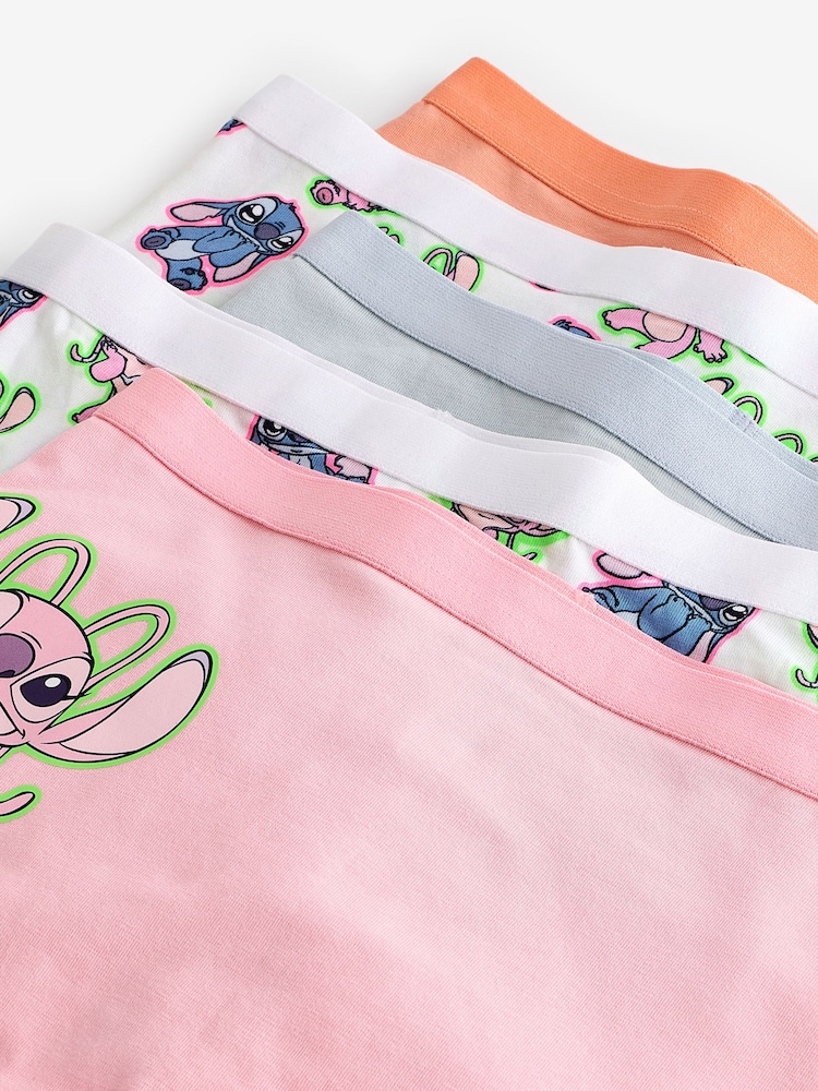 Pink/Blue Lilo And Stitch Shorts Briefs 5 Pack (2-16yrs) - Image 8 of 9