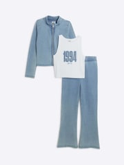 River Island Mädchen-Jeans aus Denim mit durchgehendem Reißverschluss aus 100% Baumwolle im 3er-Pack - Bild 1 von 5