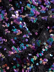 Blue Sequin Lace Long Sleeve Top - Image 7 of 9