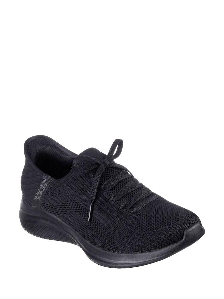 Skechers Black Chrome Wide Fit Slipins Ultra Flex 3.0 Brilliant Path Trainers - Image 1 of 3