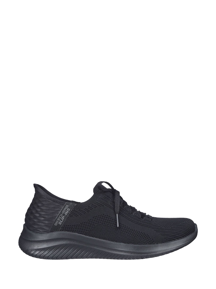 Skechers Black Chrome Wide Fit Slipins Ultra Flex 3.0 Brilliant Path Trainers - Image 2 of 3