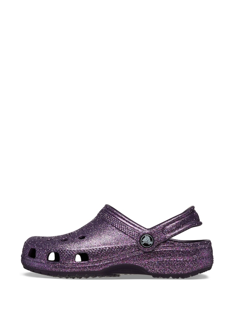 Crocs Purple Kids Classic Glitter Clogs - Image 2 of 7