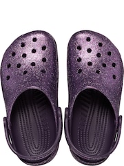 Crocs Purple Kids Classic Glitter Clogs - Image 5 of 7