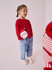 Красный с Санта-Клаусом - 100% Cotton Long Sleeve Bag T-Shirt (3mths-7yrs) - Изображение 1 из 7