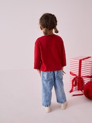 Красный с Санта-Клаусом - 100% Cotton Long Sleeve Bag T-Shirt (3mths-7yrs) - Изображение 2 из 7