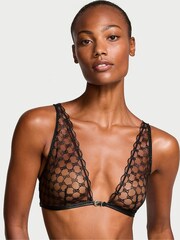Victoria's Secret Black Triangle Faux Leather Monogram Bra - Image 1 of 4