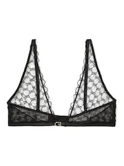 Victoria's Secret Black Triangle Faux Leather Monogram Bra - Image 3 of 4