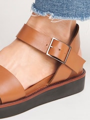 JD Williams Black Leather Buckle Sandals In Wide Fit - Image 4 of 4