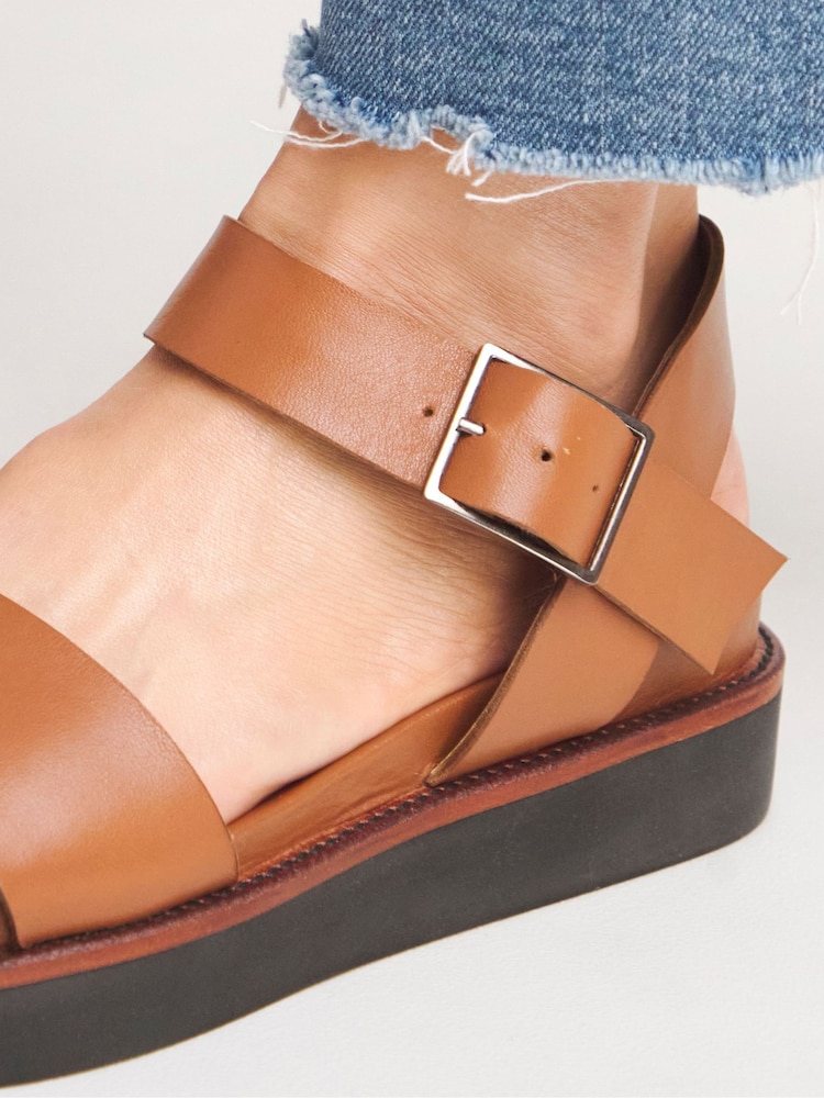 JD Williams Black Leather Buckle Sandals In Wide Fit - Image 4 of 4