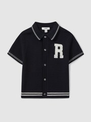 Reiss Navy/White Mikan 3-9 yrs Cotton Open-Stitch Motif Shirt - Image 2 of 5