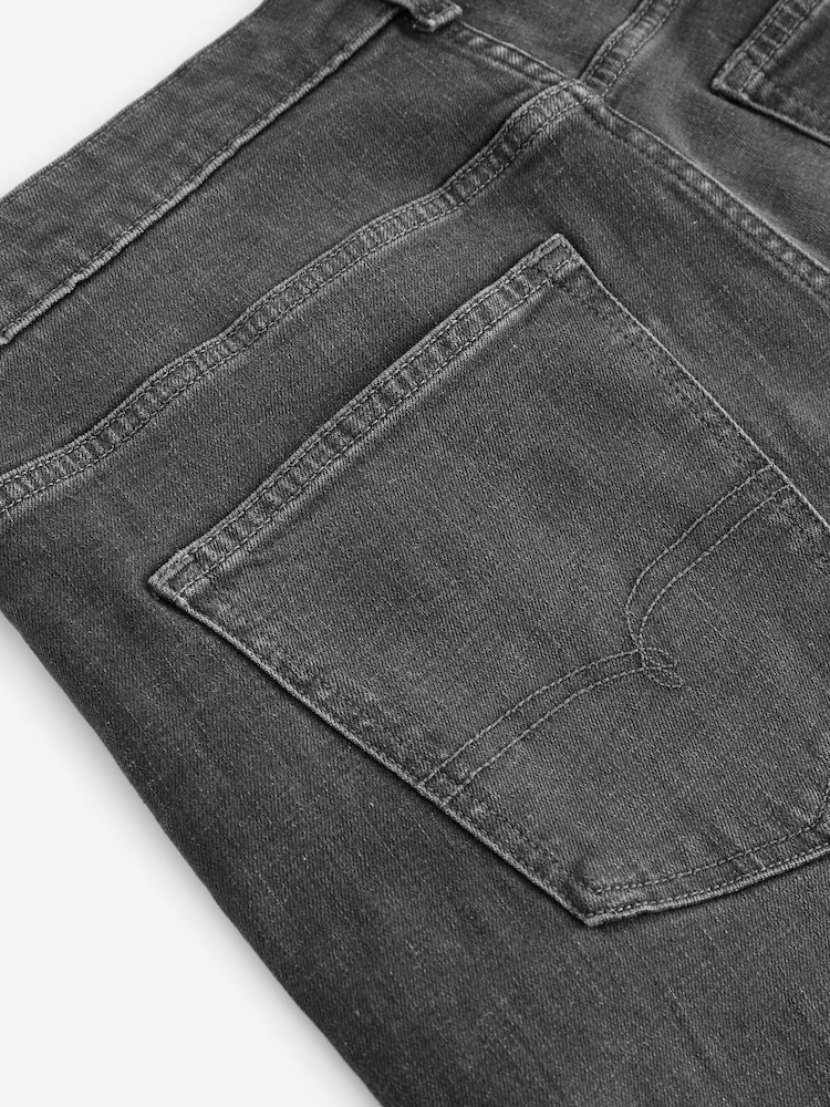 Charcoal Grey Straight Fit Vintage Wash Denim Jeans - Image 10 of 11