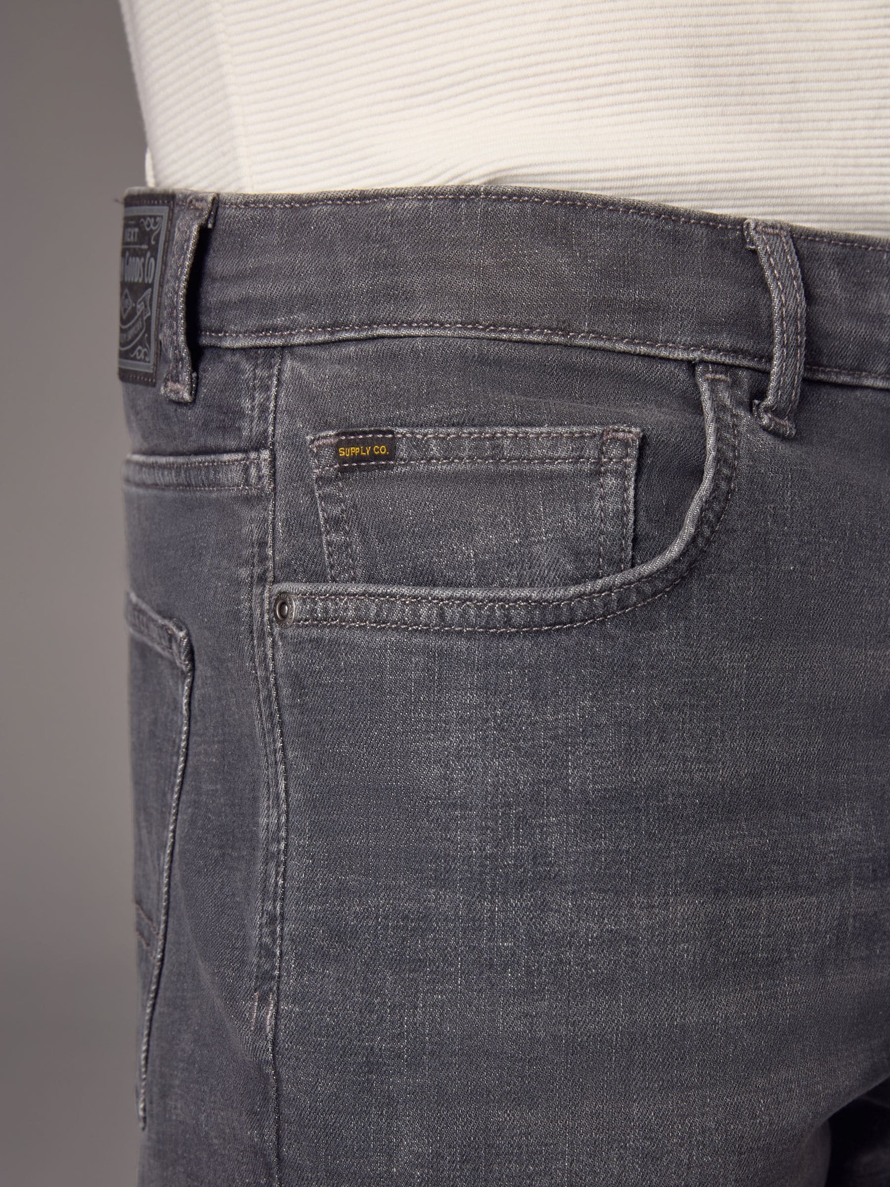 Buy Charcoal Grey Straight Fit Vintage Wash Denim Jeans from