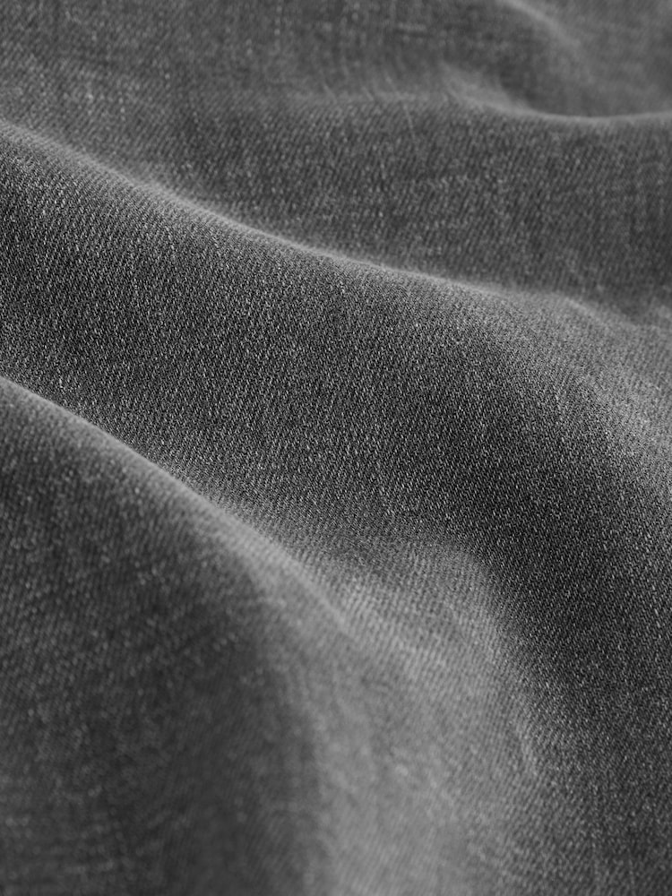 Charcoal Grey Straight Fit Vintage Wash Denim Jeans - Image 8 of 11