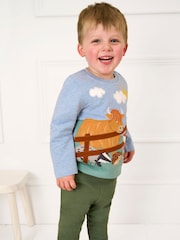 JoJo Maman Bébé Blue Countryside Scene Applique Top - Image 1 of 5